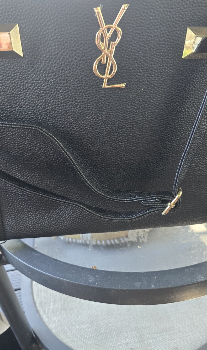 Saint Laurent Black Leather Shoulder Bag with Gold YSL Hardware